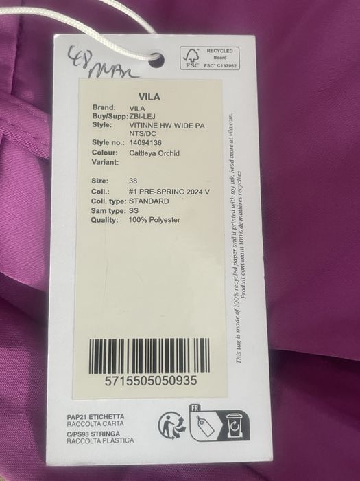 Spodnie Vila roz 38