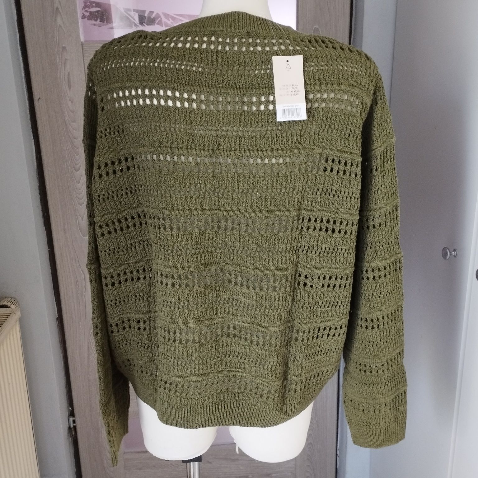 Nowy sweter damski Esmara z metką, rozmiar 44/46, ciemnozielony, dzian