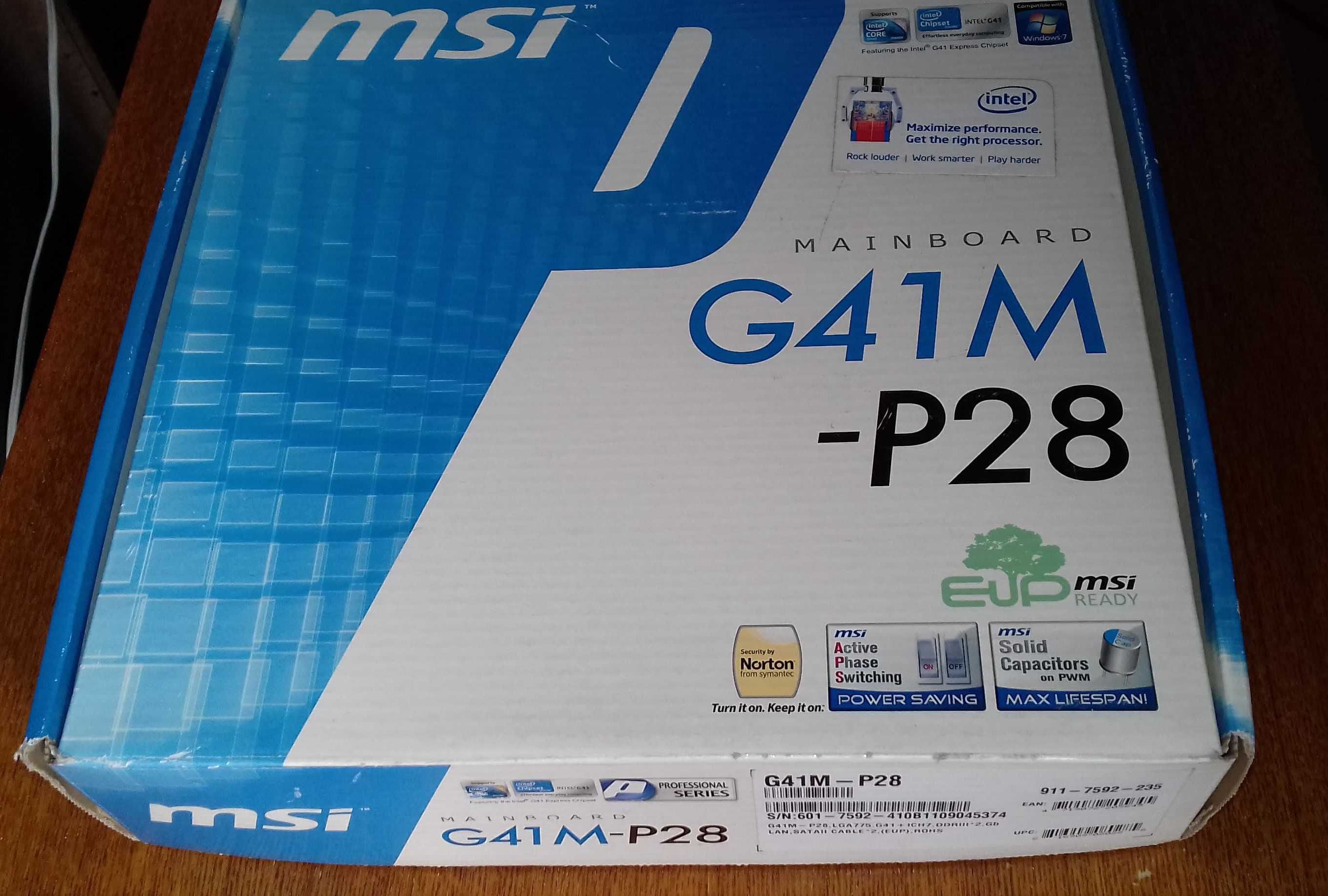Упаковка материнской платы MSI G41M-P28