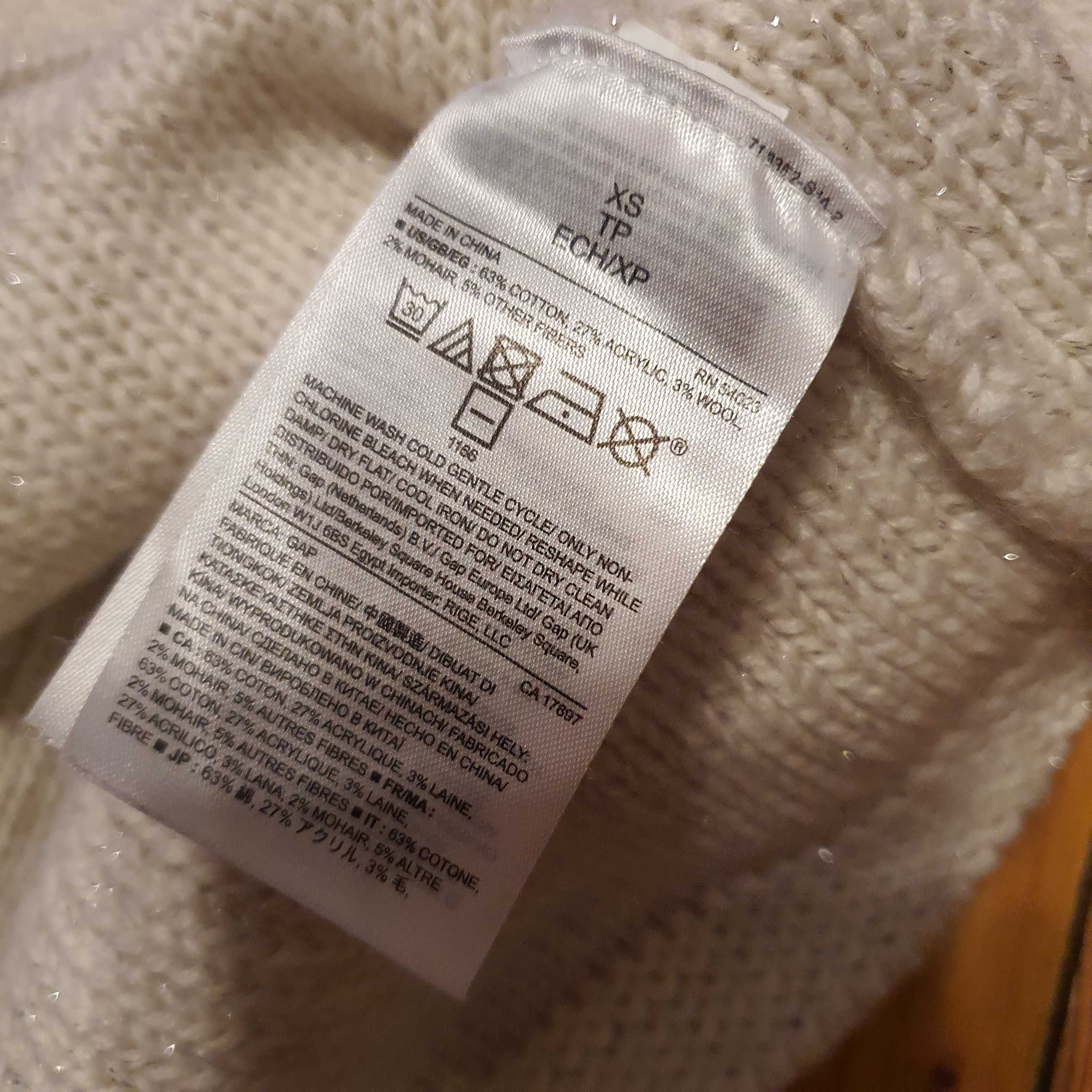 Sweter damski GAP mięsisty bawełna xs s 34 36 zimowy