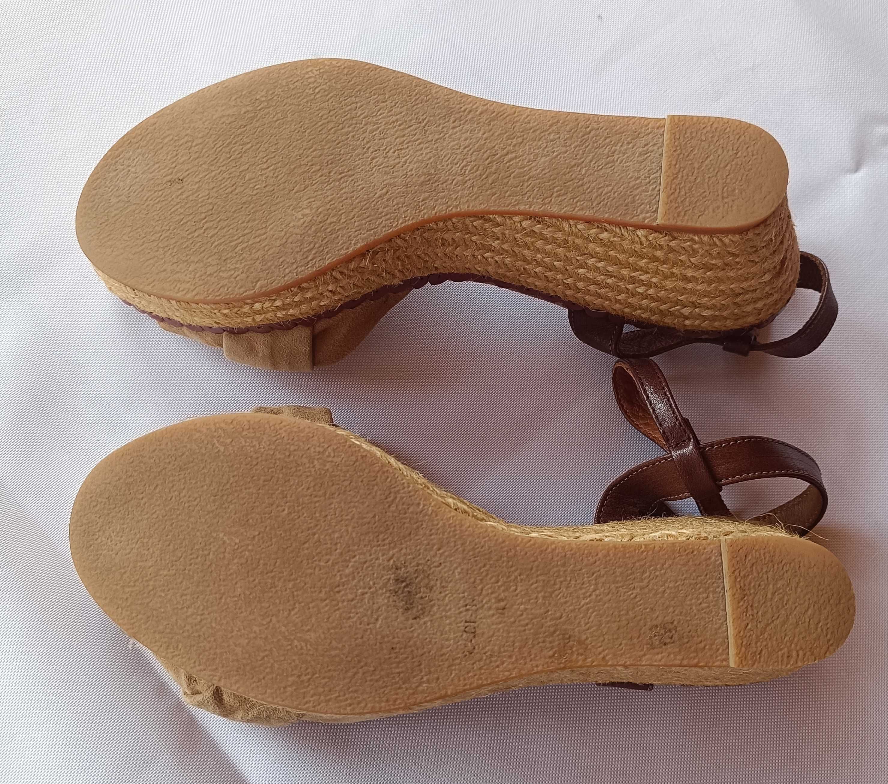 espadryle sandały beżowe koturn r. 41 tęgość H