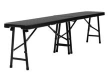 Ławka ogrodowa rozkładana składana czarna imitacja rattan 183x30cm