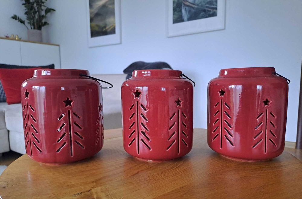 Latarenka świecznik JYSK 3 sztuki Święta gwiazdka 15 cm x 11 cm