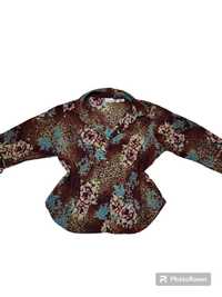 Brązowa koszula w kwiaty biaggini 3XL 46 oversize vintage babcina
