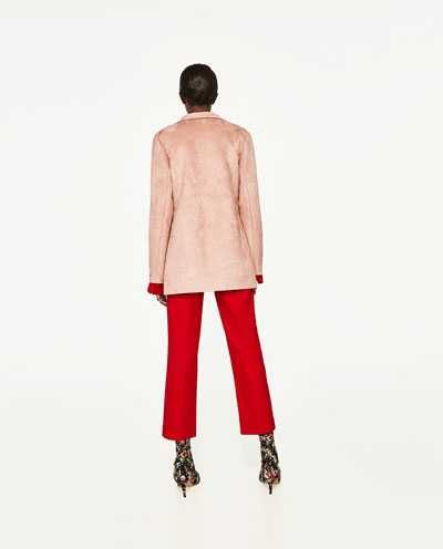 Casaco cor-de-rosa com efeito suede Zara - Tamanho S - Novo