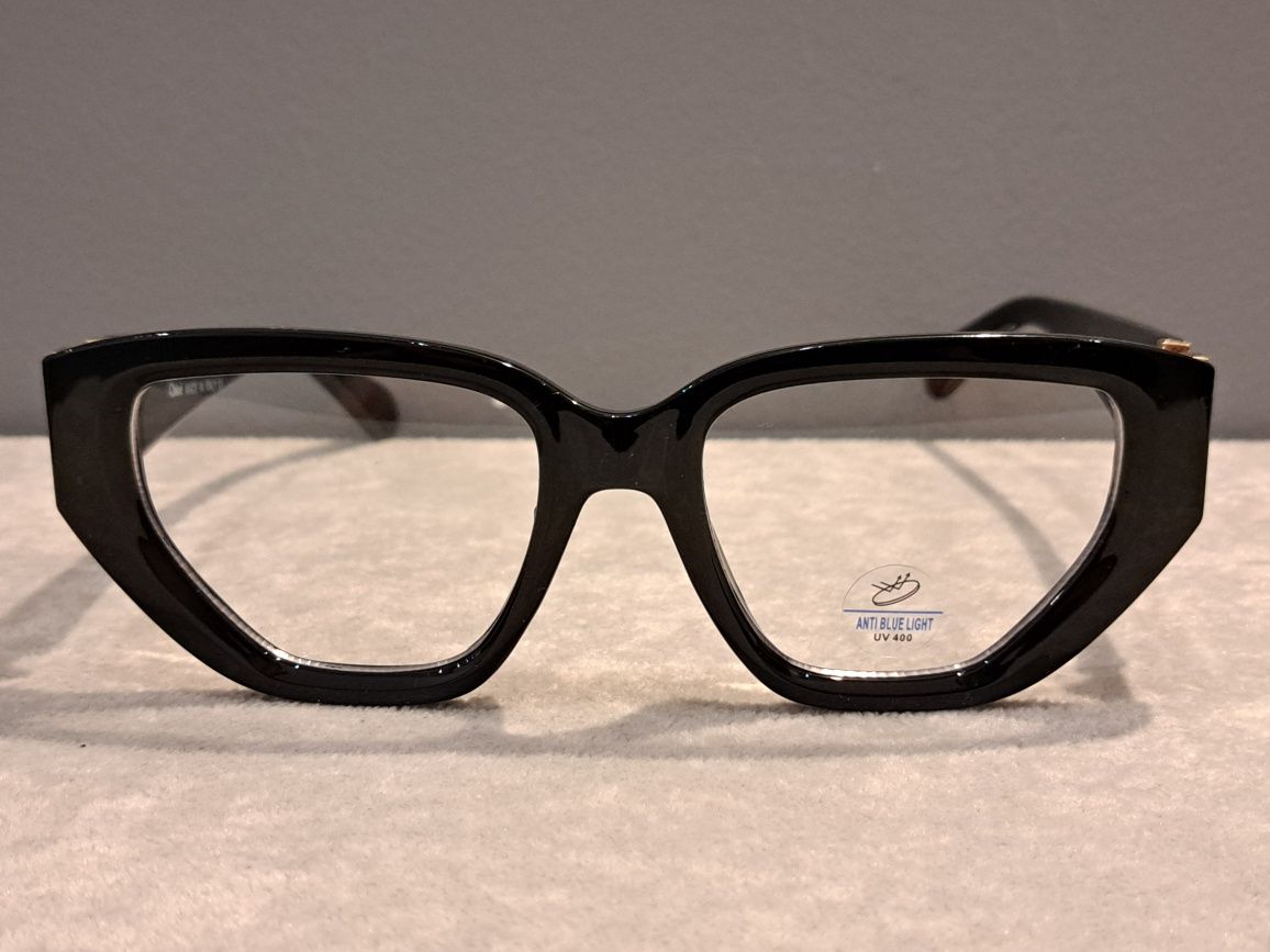 CHLOE damskie nowe czarne zlote okulary zerówki oprawki