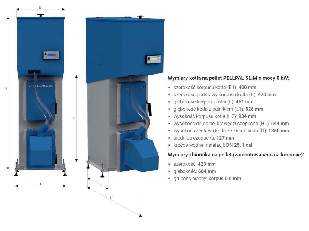 Kocioł na pellet 8kW podajnik Pellpal kotły piec biomasa 12kW 18kW ZUM