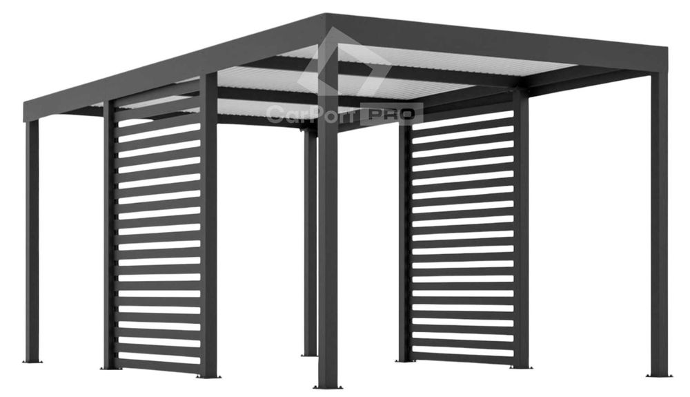CarPort PREMIUM - wiata samochodowa 3x5 - antracyt - zabudowa  CP105