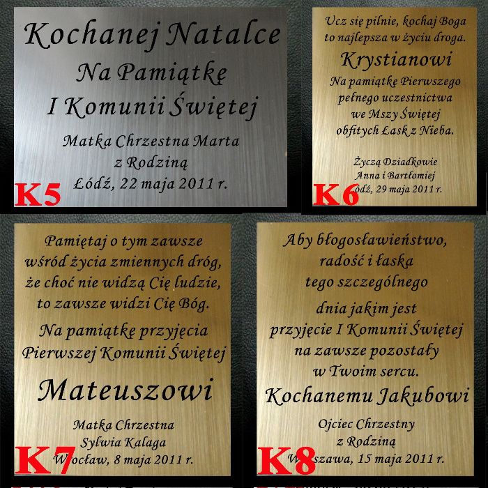 Obraz dla DZIEWCZYNKI z dedykacją (grawer) na KOMUNIĘ - CHRZCINY A2-D1