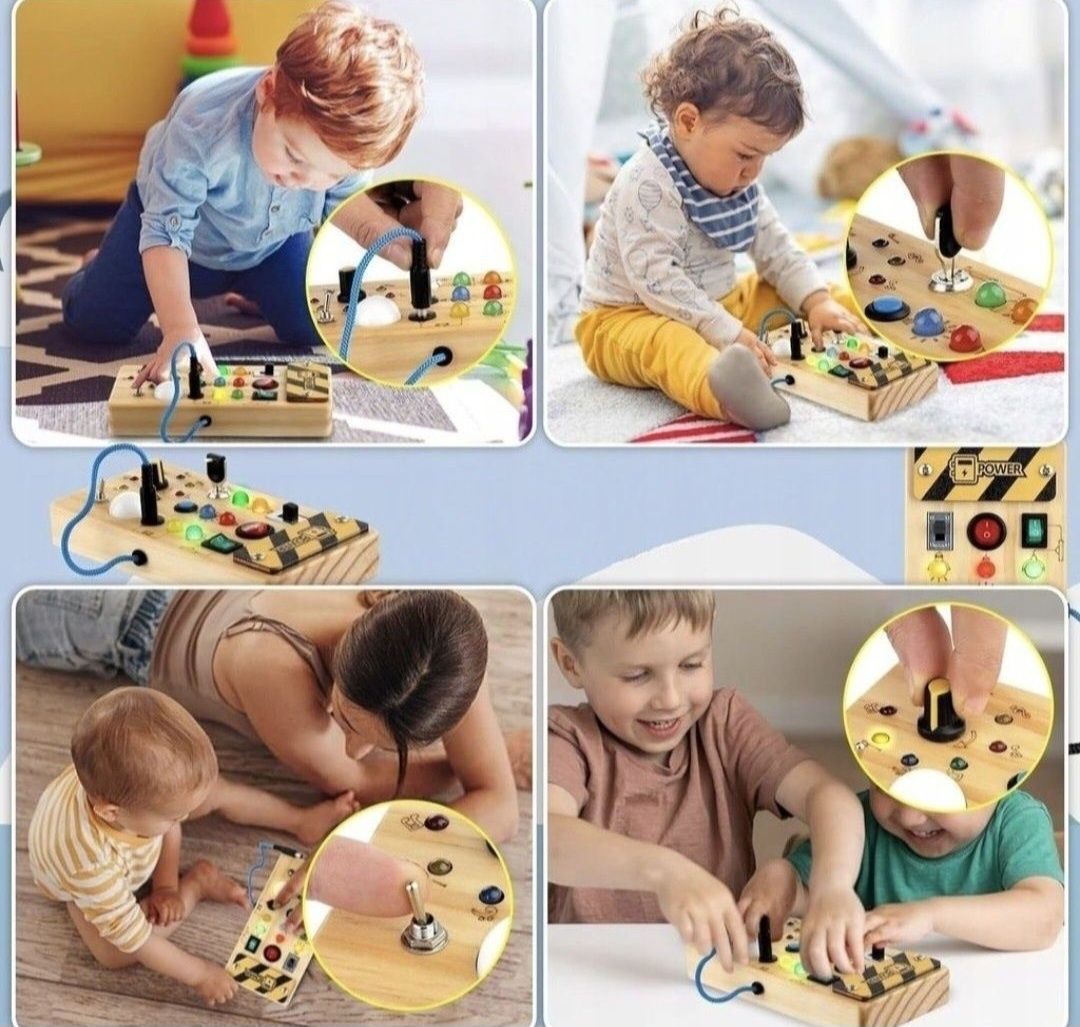 Drewniana Tablica Sensoryczna Edukacyjna LED Montessori najtaniej