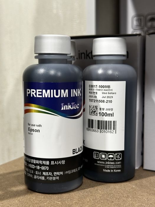 Чорнила InkTec E0017 для Epson - набір 6 кольорів по 100мл, Корея