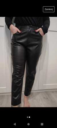Spodnie skórzane czarne wysoki stan nowe Reserved roz L