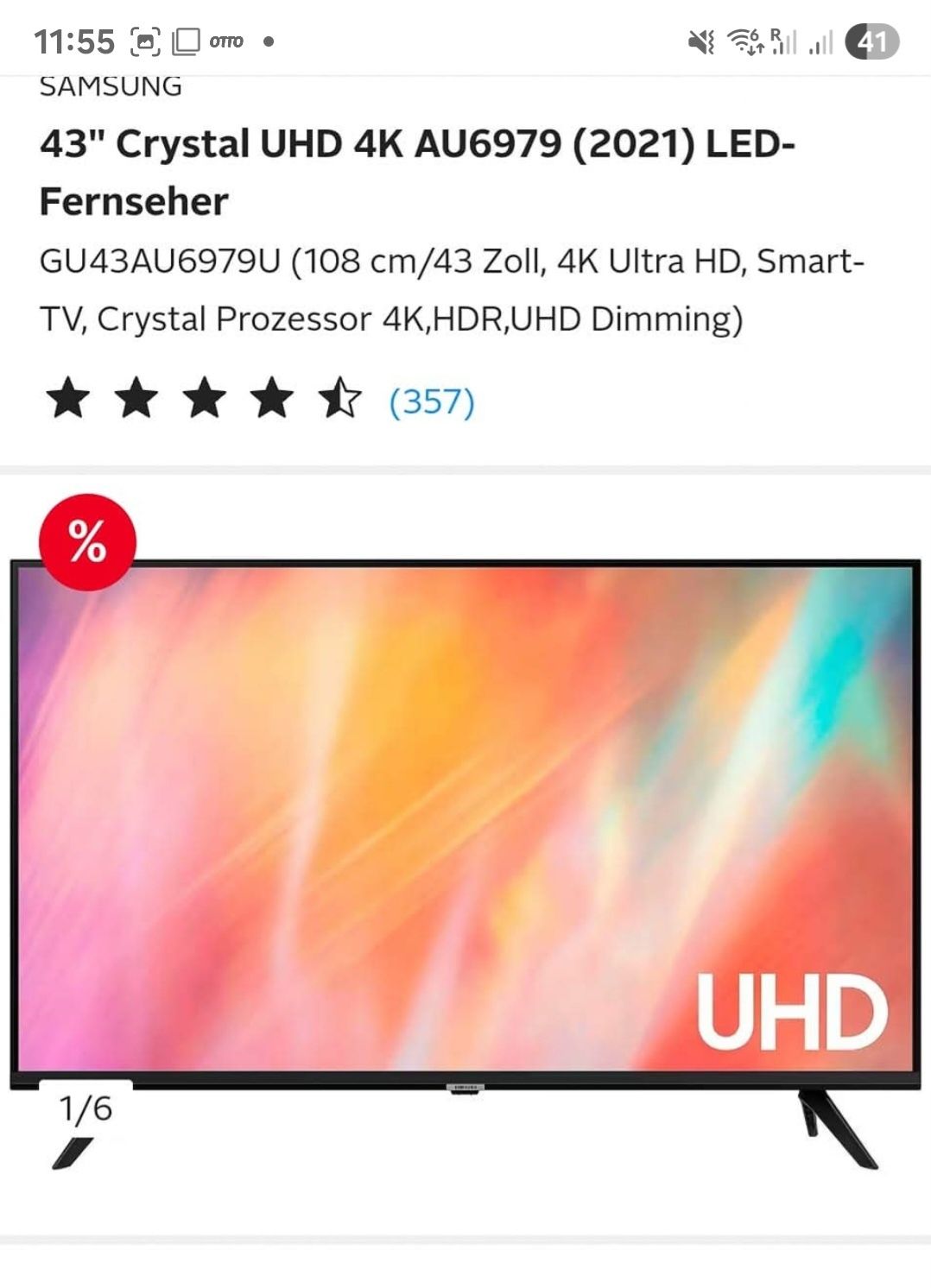 Telewizor Samsung 43 całe Crystal UHD 4 K