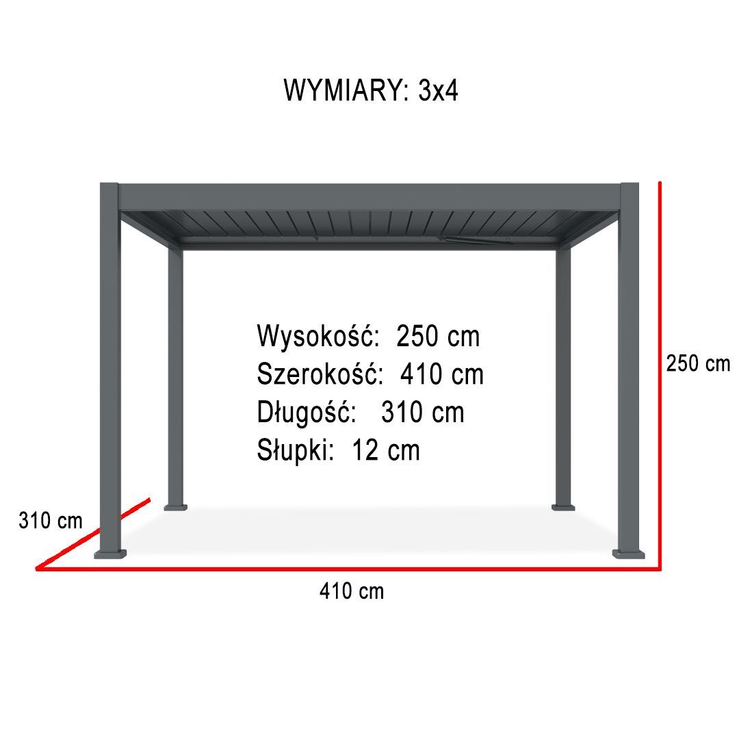 Pergola Elektryczna Ogrodowa Bioklimatyczna 3x4