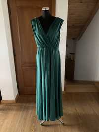Długa szmaragdowa, zielona sukienka z brokatem XL, xxl, Elizabeth