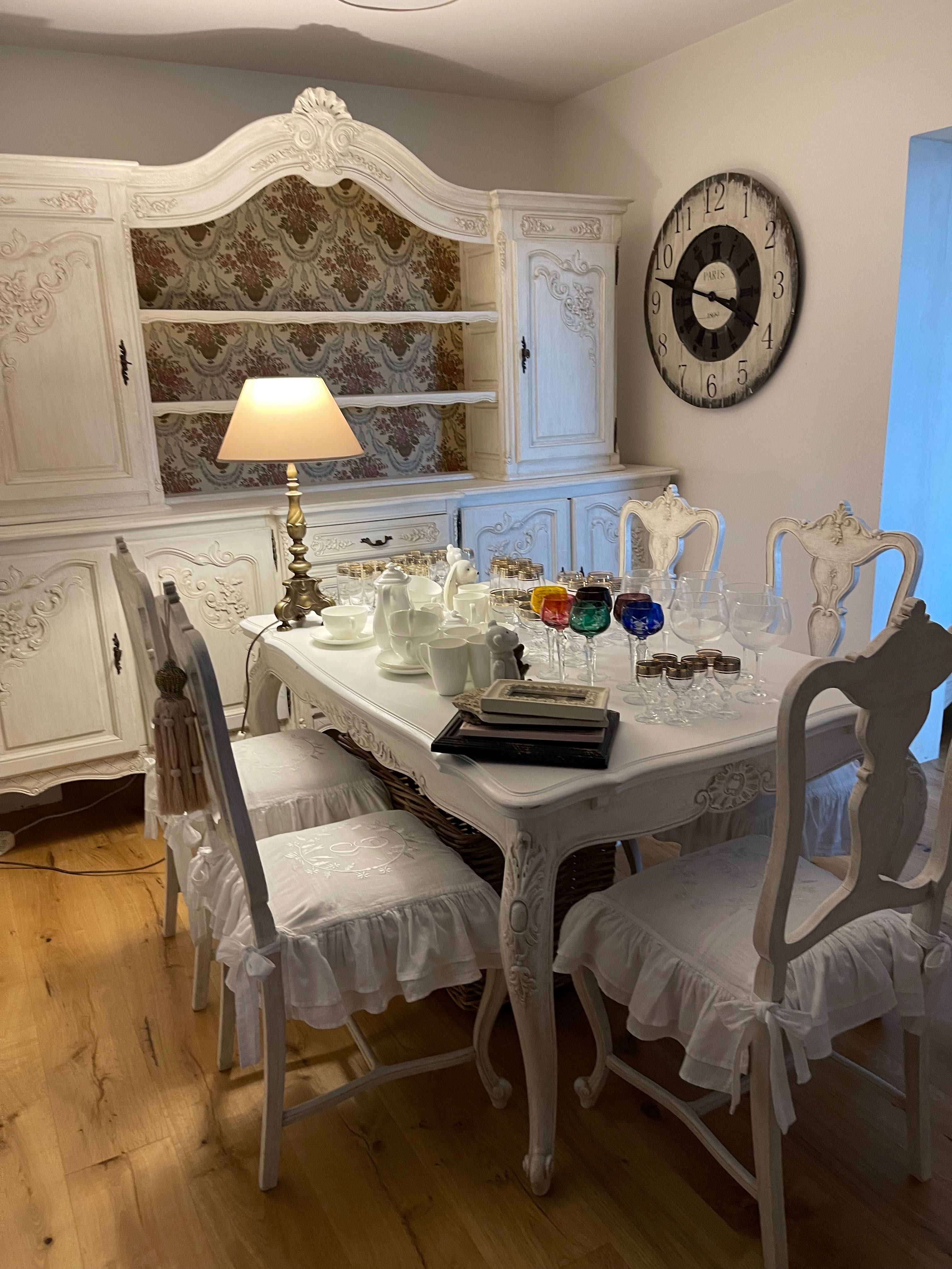 Stół z krzesłami Antyk Ludwik Shabby Chic