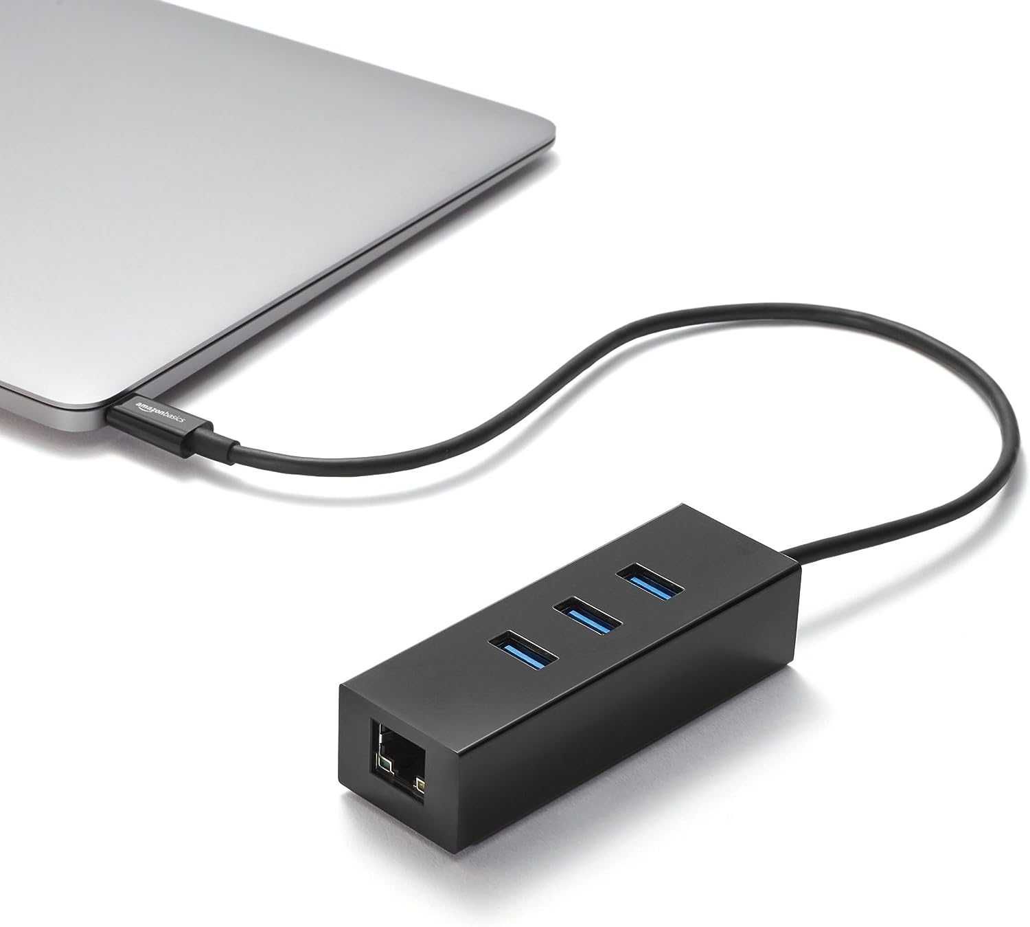 Amazon Basics Hub USB typ C na 3 porty USB typ A z adapterem Ethernet