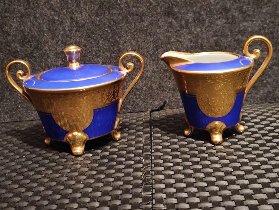 Porcelana Wiedeń Serwis  Tet- Ta -Tet J.Kuba Karlsbad Złoto 24 K