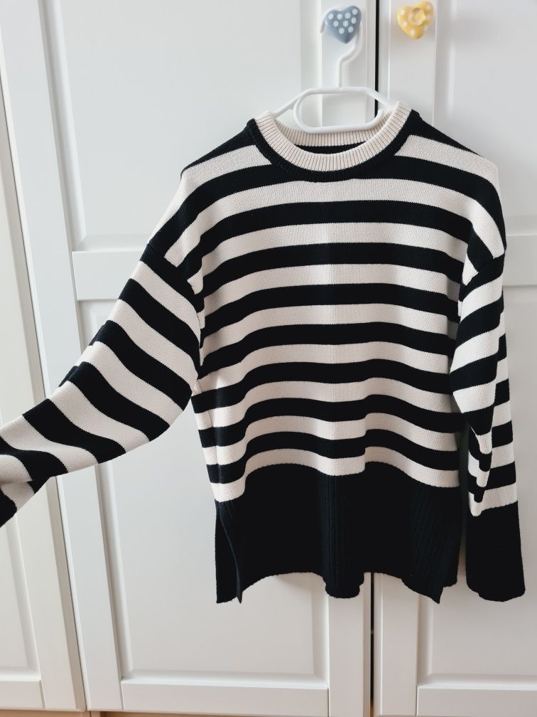 Sweter damski Zara basic w paski wiskoza r. S 36