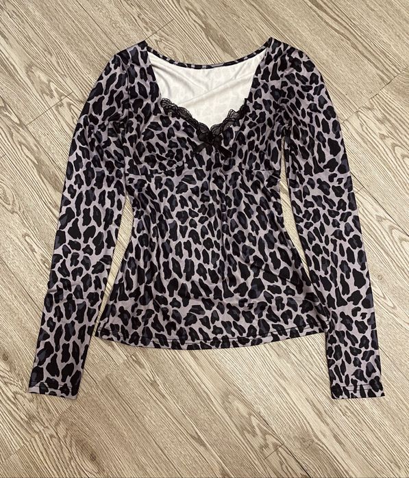 Леопард лонгслів топ y2k 2000x