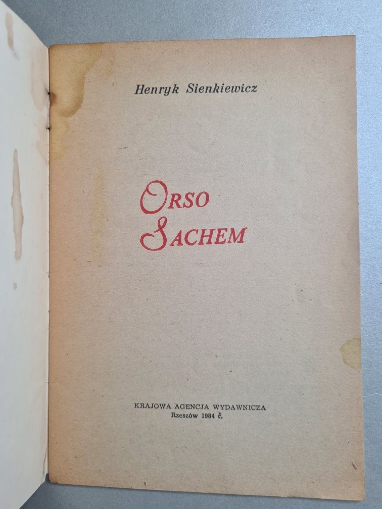 Orso Sachem - Henryk Sienkiewicz