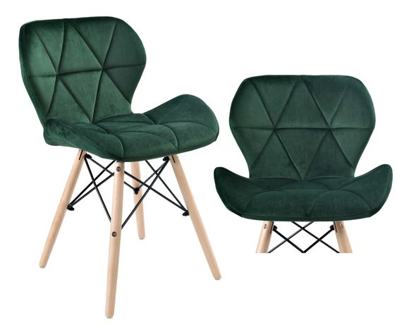 Krzesło Muret zielone aksamitne welur do jadalni bukowe nogi