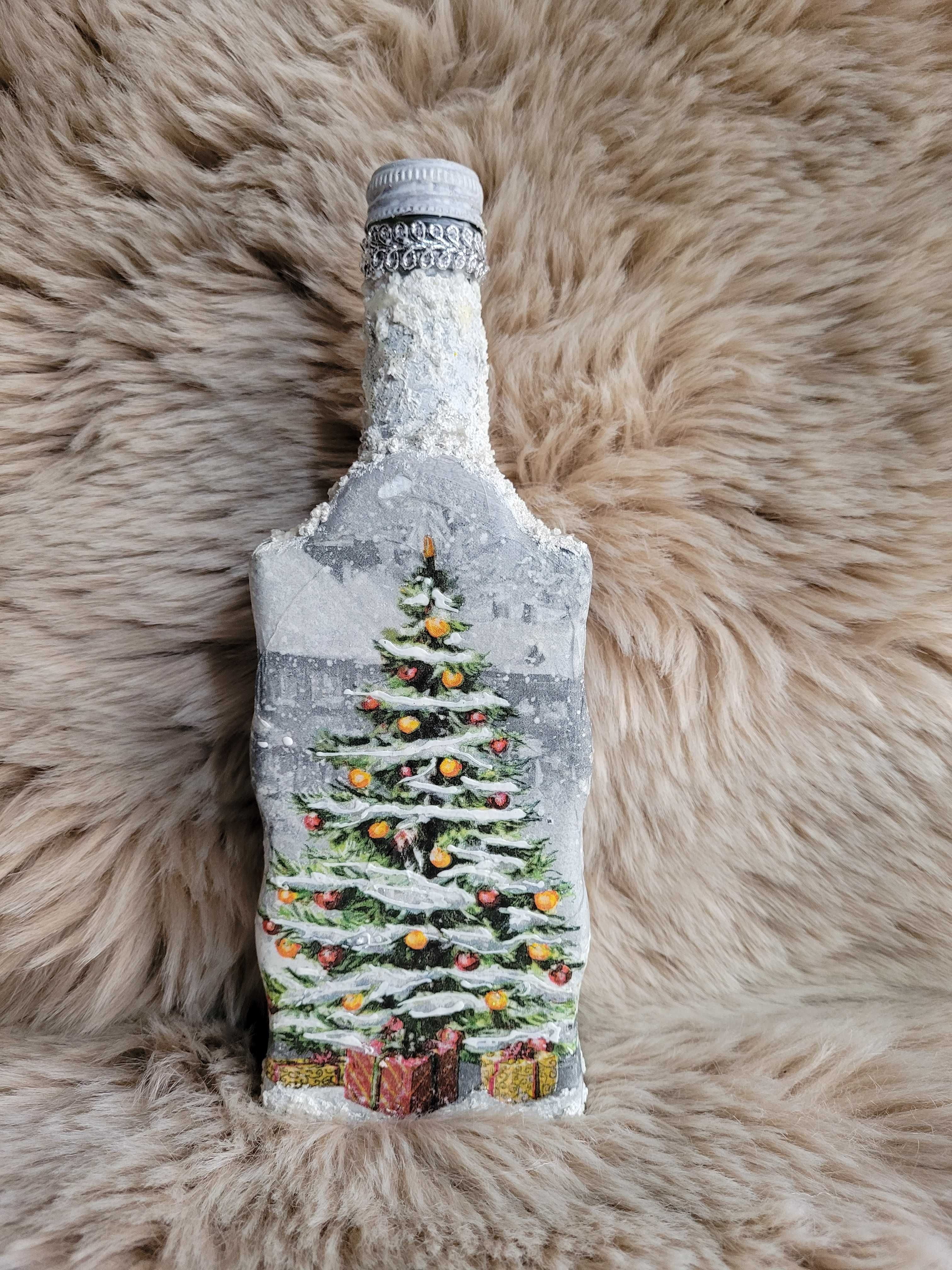 Szklana butelka - dekoracja decoupage