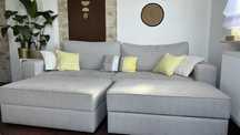 Sofa 3os  rozkładana 257 cm + 2 duze pufy ze schowkiem  GRATIS !!