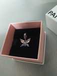Charms zawieszka S925 motyl różowy fioletowy do bransoletek Pandora