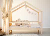 łóżko dziecięce domek styl skandynawski, drewniane barierki 24H