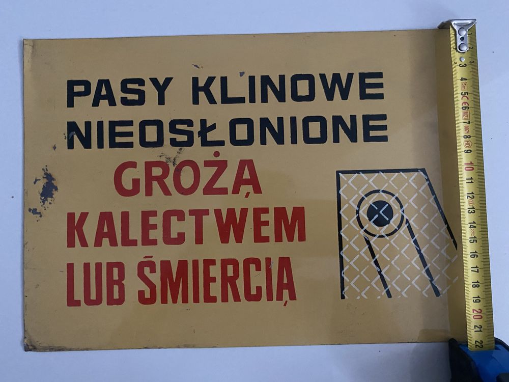 Stare tabliczki ostrzegawcze PRL :Uruchamianie suwnicy dozwolone tylko