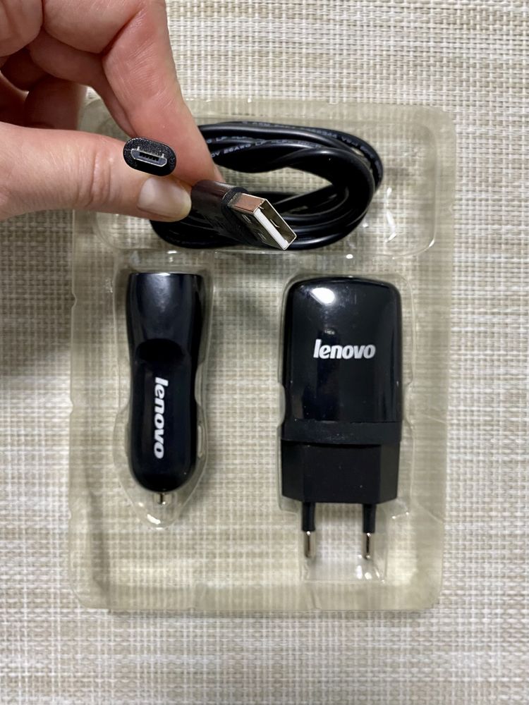 Зарядное устройство lenovo сеть+авто, usb 2.0 - micro usb, 1,2м black