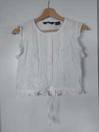 Biała bluzka 158/164 biała koszula z krótkim rękawem elegancka bluzka