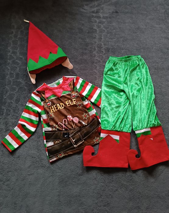 Карнавальний костюм ельф, помічник Санти, гном на 3-4 роки 98-104 см