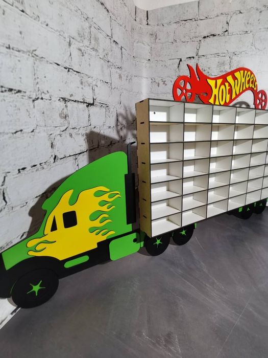 Настінний гараж для Hot Wheels / полиця для машинок / органайзер з дер