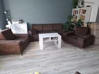 Sofa rozkładana + dwa duże fotele