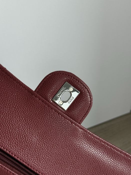 Сумка Chanel Burgundy Silver Texture шкіра | бургунді