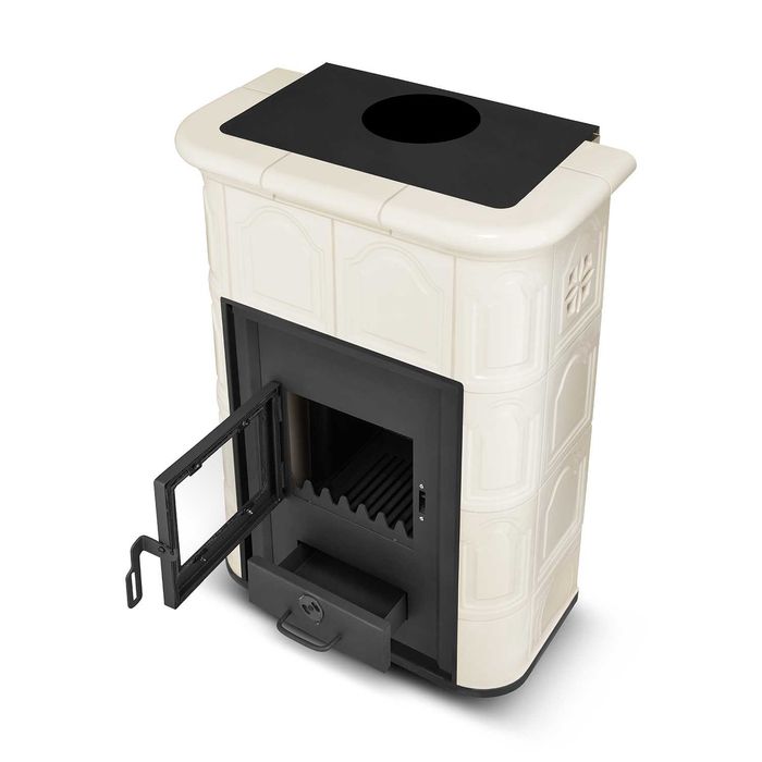 Piec kominek kaflowy ceramiczny PERUGGIA CREAM z płaszczem wodnym CO