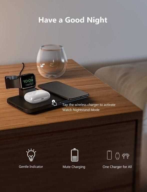 Seneo PA202a 3w1 ładowarka indukcyjna iPhone Watch Airpods Buds 10W