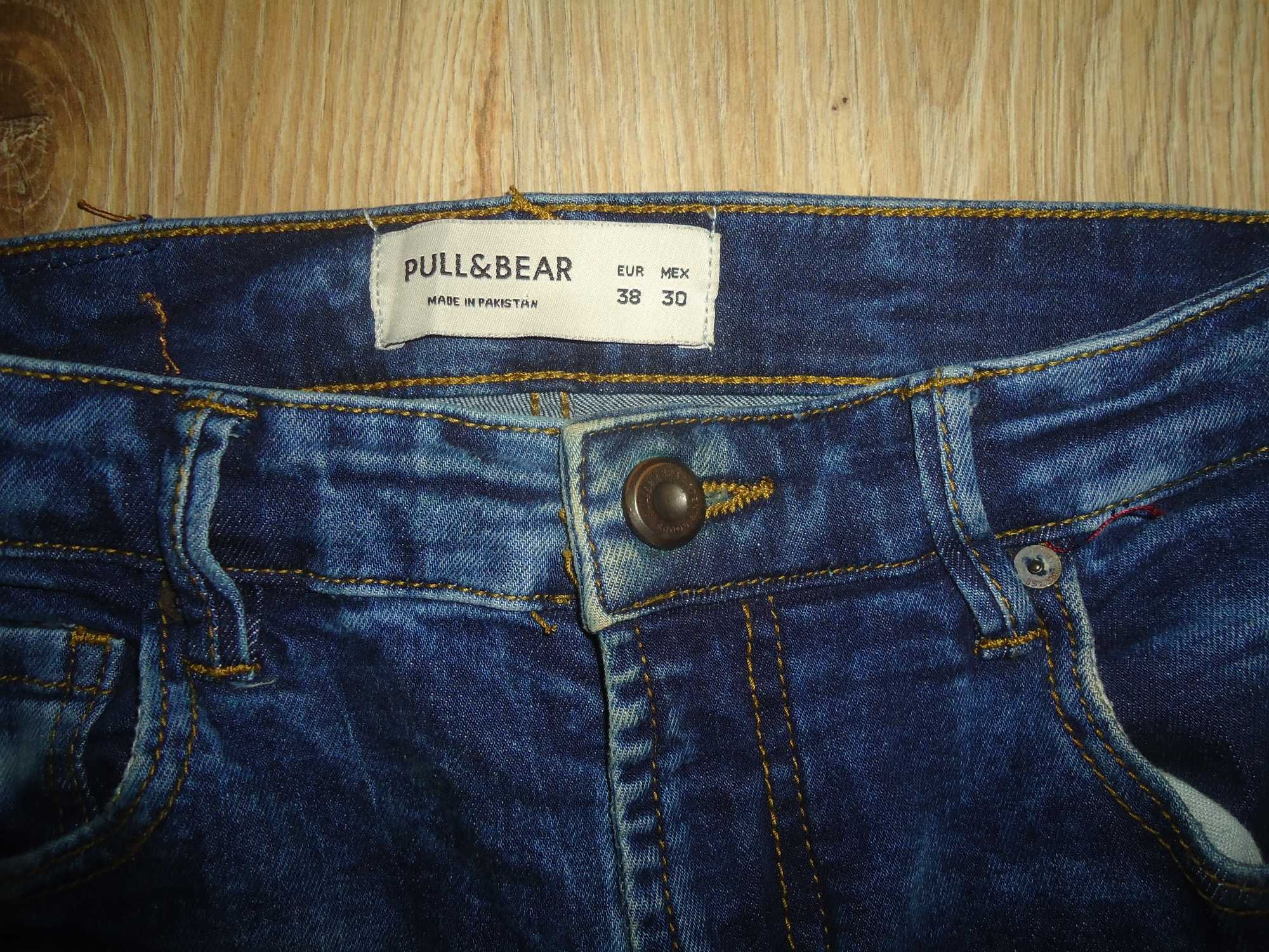 Pull&Bear Spodnie Jeansy z przetarciami Skinny Wysoki Stan Roz 38/30