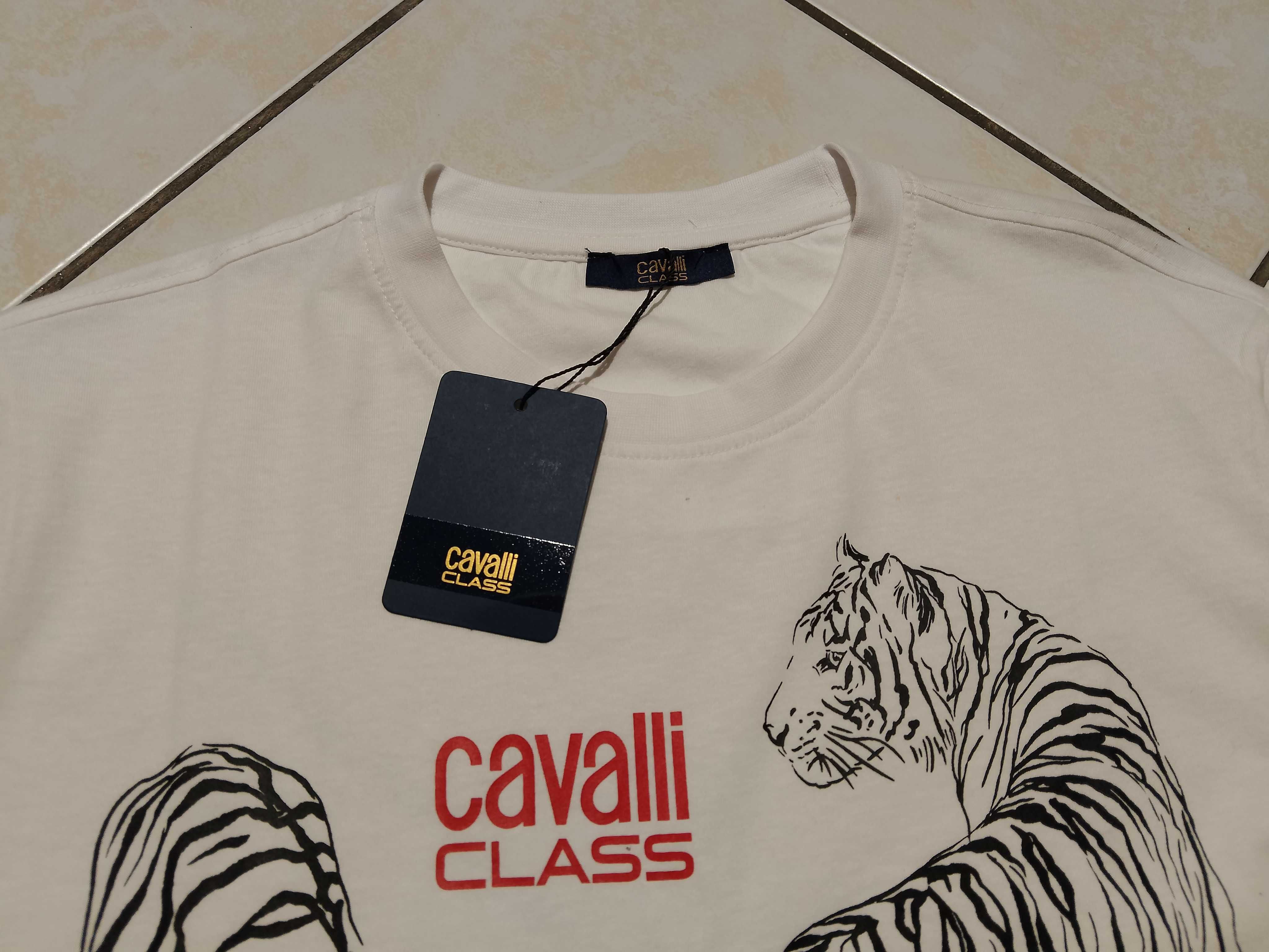 CAVALLI - NOWA! z LOGO i Metkami Koszulka Męska rozmiar M