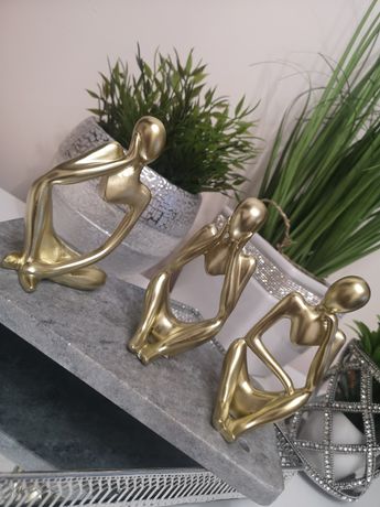 Figurki dekoracyjne złote zestaw 3 sztuki