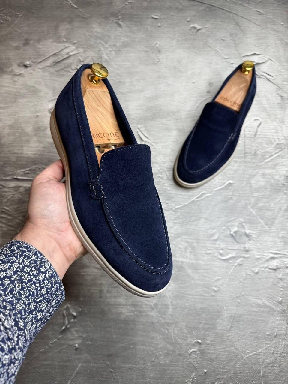 Туфли Лоферы Замшевые мужские синие LORO PIANA Suede! Весна-Лето! ХИТ