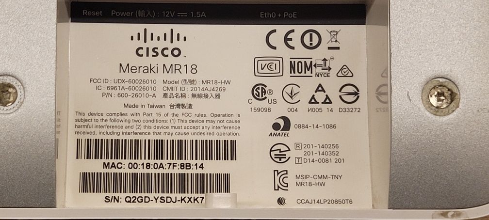 Access Point Cisco Meraki MR18