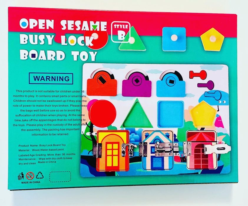 Деревяний бізіборд Монтессорі