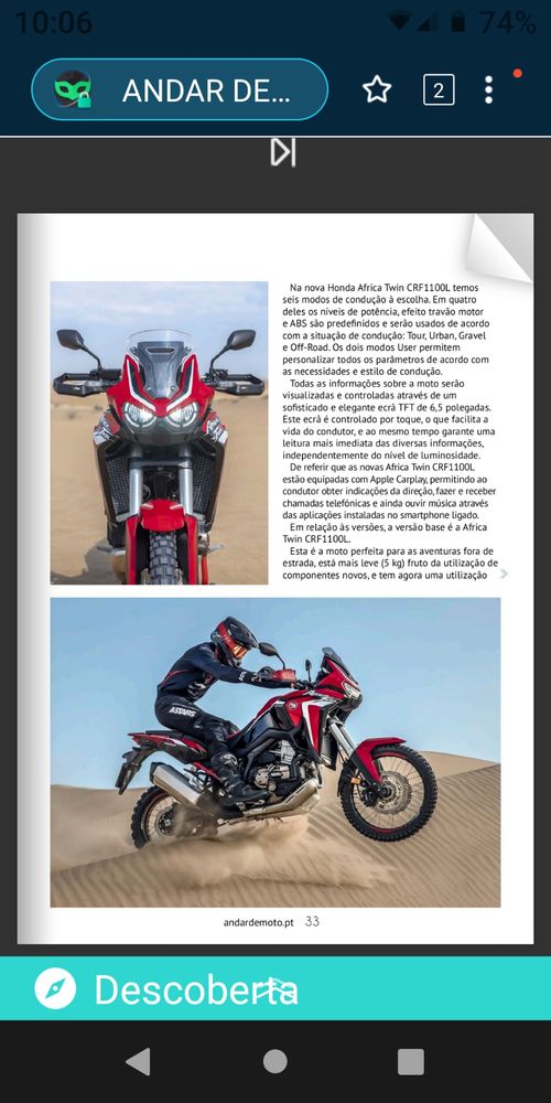 Honda Africa Twin 1100 Dct 2022 muito bem estimada com 2850 em extras