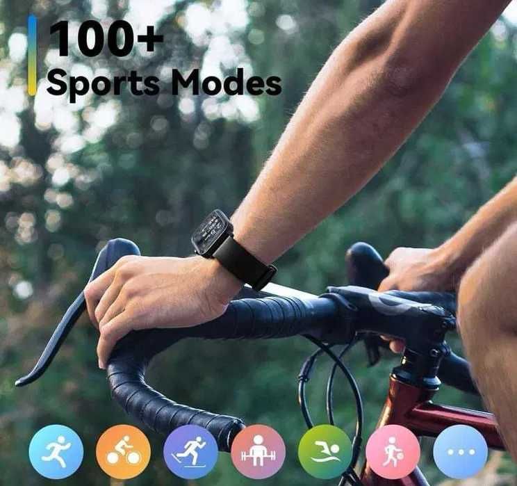 Septoui Smartwatch damski i męski, ekran dotykowy 2,0" czarny