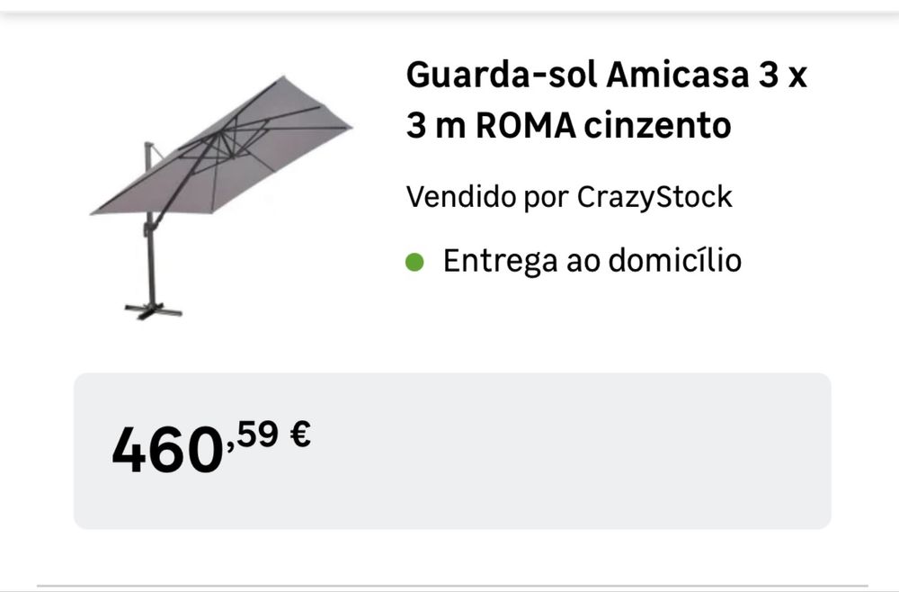 CHAPEU de Sol de Grandes dimensões 3m X 3m