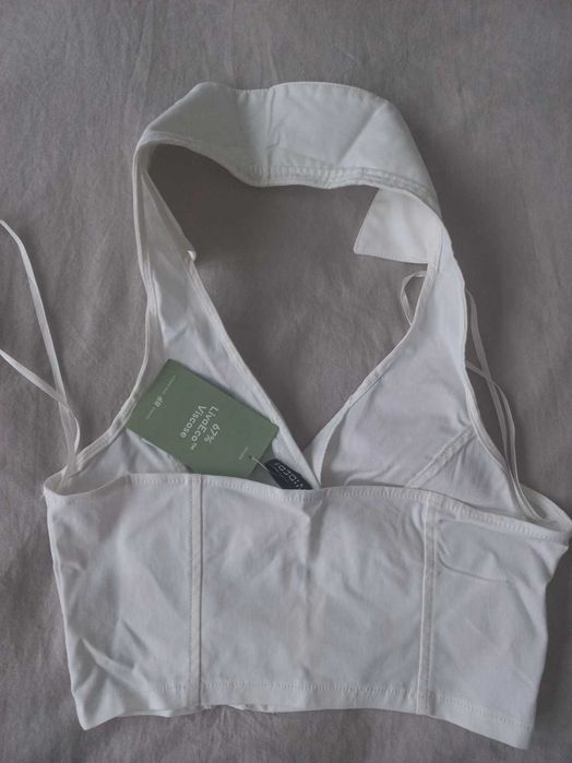 Biały top z kołnierzem H&M