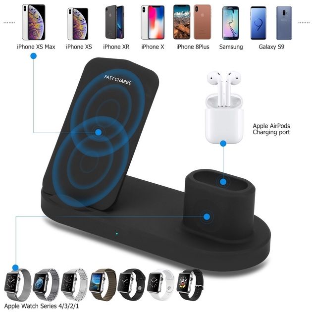 Бездротова док-станція QJD-45 для iPhone/Samsung/Apple Watch/AirPods